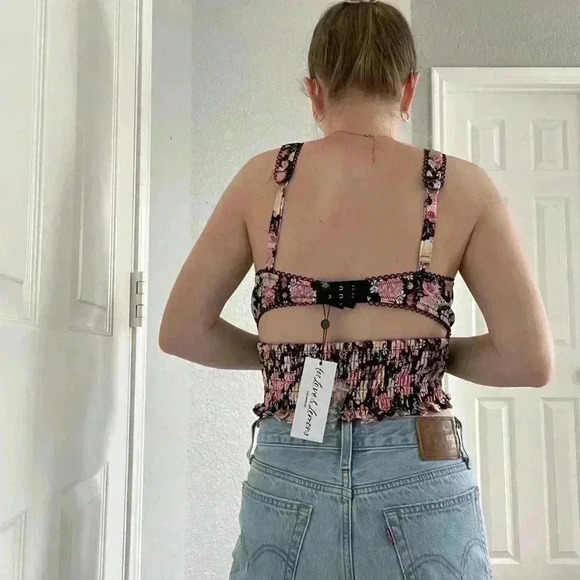 For Love & Lemons NWT Gardenia Long Line Bustier Crop Top Lovely LACE size Large - Picture 8 of 16